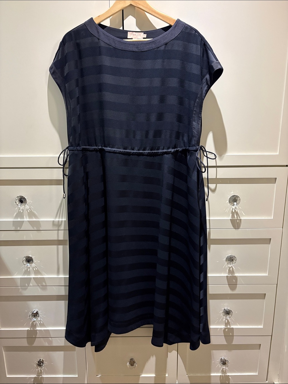 Ted Baker Elegant Navy Blue Striped Dress